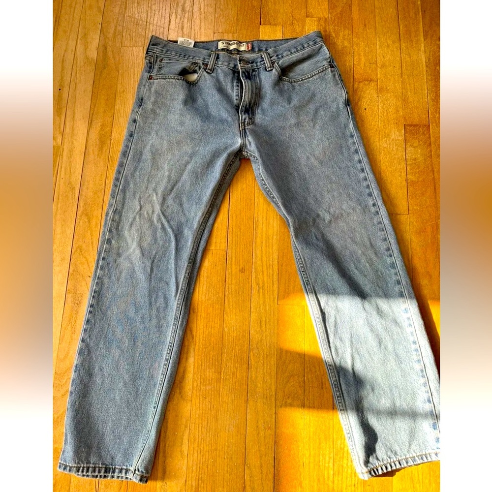 Levi's Mens 505 Regular Fit Straight Leg Jeans 34x29 Blue Denim